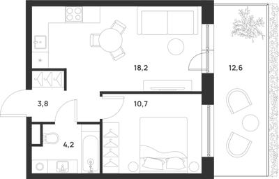 1-BD Apartment Sale, 40.7 sq. m. at Газопровод, Sosenskoye Settlement, Moscow, Russia #4