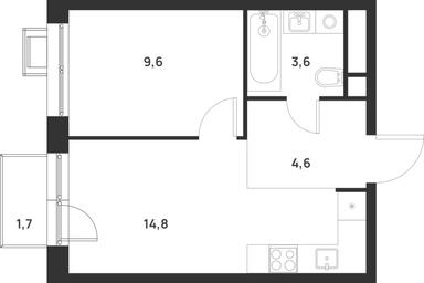 1-BD Apartment Sale, 33.1 sq. m. at Газопровод, Sosenskoye Settlement, Moscow, Russia #3