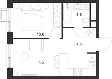 1-BD Apartment Sale, 33.4 sq. m. at Газопровод, Sosenskoye Settlement, Moscow, Russia #4