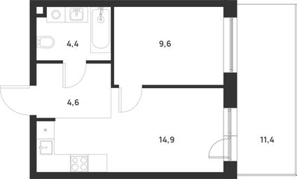 1-BD Apartment Sale, 36.9 sq. m. at Газопровод, Sosenskoye Settlement, Moscow, Russia #3 1-BD Apartment Sale, 36.9 sq. m. at Газопровод, Sosenskoye Settlement, Moscow, Russia #3