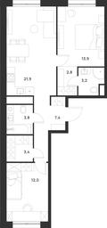 2-BD Apartment Sale, 68.4 sq. m. at Газопровод, Sosenskoye Settlement, Moscow, Russia #4