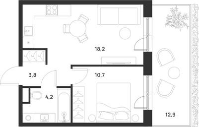 1-BD Apartment Sale, 40.8 sq. m. at Газопровод, Sosenskoye Settlement, Moscow, Russia #4