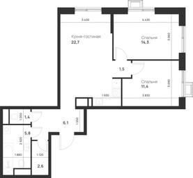 1-BD Apartment Sale, 65.8 sq. m. at Газопровод, Sosenskoye Settlement, Moscow, Russia #4