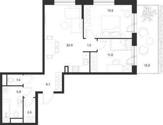 1-BD Apartment Sale, 68.8 sq. m. at Газопровод, Sosenskoye Settlement, Moscow, Russia #4