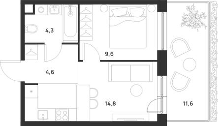 1-BD Apartment Sale, 36.8 sq. m. at Газопровод, Sosenskoye Settlement, Moscow, Russia #2 1-BD Apartment Sale, 36.8 sq. m. at Газопровод, Sosenskoye Settlement, Moscow, Russia #2