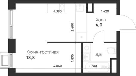 Apartment Sale, 26.3平方米 at Газопровод, Sosenskoye Settlement, Moscow, Russia #4