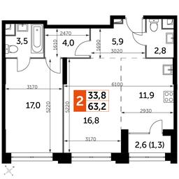 2-BD Apartment Sale, 63.2 sq. m. at Sydney City, Shenogina Street, 2, Moscow, Russia #4