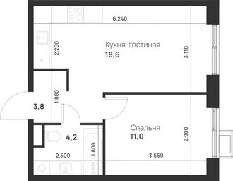 1-BD Apartment Sale, 37.6 sq. m. at Газопровод, Sosenskoye Settlement, Moscow, Russia #4
