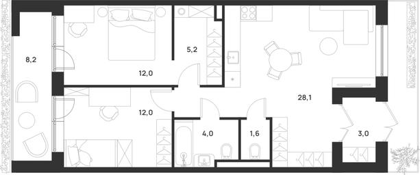 2-BD Apartment Sale, 68.4 sq. m. at Газопровод, Sosenskoye Settlement, Moscow, Russia #2 2-BD Apartment Sale, 68.4 sq. m. at Газопровод, Sosenskoye Settlement, Moscow, Russia #2