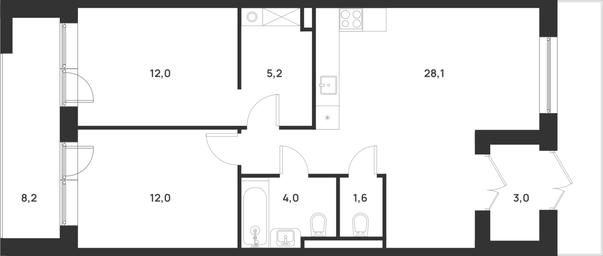 2-BD Apartment Sale, 68.4 sq. m. at Газопровод, Sosenskoye Settlement, Moscow, Russia #3 2-BD Apartment Sale, 68.4 sq. m. at Газопровод, Sosenskoye Settlement, Moscow, Russia #3