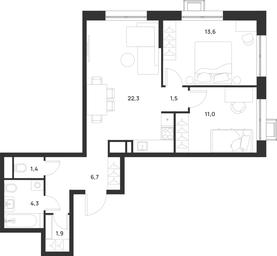 1-BD Apartment Sale, 62.7 sq. m. at Газопровод, Sosenskoye Settlement, Moscow, Russia #4