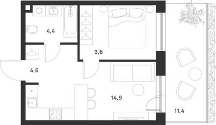 1-BD Apartment Sale, 36.9 sq. m. at Газопровод, Sosenskoye Settlement, Moscow, Russia #4