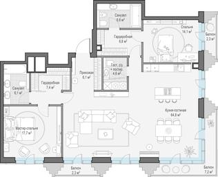 4-BD Apartment Sale, 136.7 sq. m. at Tishinskiy bulvar, Gruzinsky Val Street, 10, Moscow, Russia #2