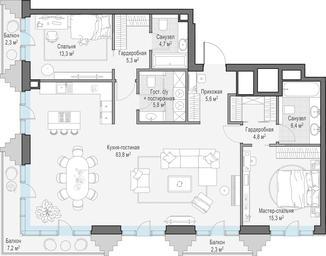 4-BD Apartment Sale, 127.5 sq. m. at Tishinskiy bulvar, Gruzinsky Val Street, 10, Moscow, Russia #2