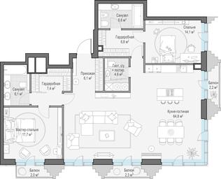 2-BD Apartment Sale, 135.2平方米 at Tishinskiy bulvar, Gruzinsky Val Street, 10, Moscow, Russia #2 2-BD Apartment Sale, 135.2平方米 at Tishinskiy bulvar, Gruzinsky Val Street, 10, Moscow, Russia #2