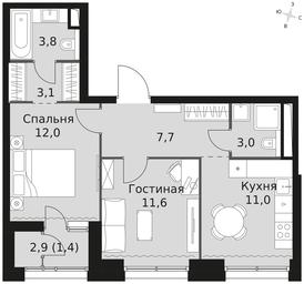 2-BD Apartment Sale, 53.6平方米 at Sky Garden, Stroitelny Drive, 9с6, Moscow, Russia #4