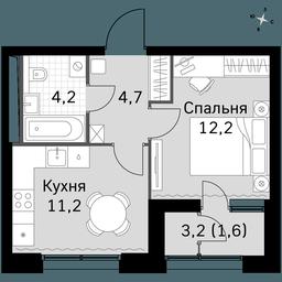 1-BD Apartment Sale, 33.9平方米 at Sky Garden, Stroitelny Drive, 9с6, Moscow, Russia #2