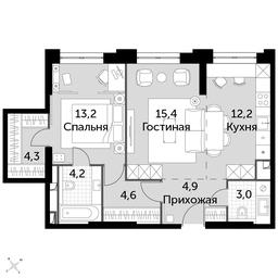 2-BD Apartment Sale, 61.8平方米 at Sydney City, Shenogina Street, 2, Moscow, Russia #3