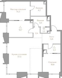 2-BD Apartment Sale, 101.8平方米 at Luzhniki Collection, Luzhnetskaya Embankment, 2/4с17, Moscow, Russia #2