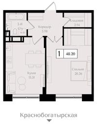 1-BD Apartment Sale, 48.2平方米 at Preobrazhenskaya ploschad, 1st Bukhvostova Street, Moscow, Russia #2 1-BD Apartment Sale, 48.2平方米 at Preobrazhenskaya ploschad, 1st Bukhvostova Street, Moscow, Russia #2