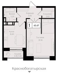 1-BD Apartment Sale, 45.5平方米 at Preobrazhenskaya ploschad, 1st Bukhvostova Street, Moscow, Russia #2