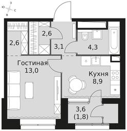 1-BD Apartment Sale, 36.3 sq. m. at Sky Garden, Stroitelny Drive, 9с6, Moscow, Russia #4