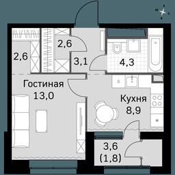 1-BD Apartment Sale, 36.3 sq. m. at Sky Garden, Stroitelny Drive, 9с6, Moscow, Russia #2