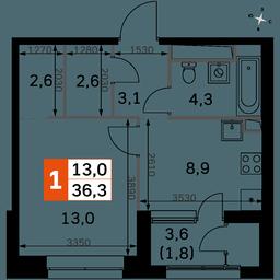 1-BD Apartment Sale, 36.3 sq. m. at Sky Garden, Stroitelny Drive, 9с6, Moscow, Russia #3