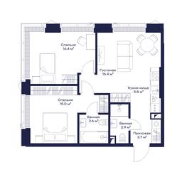 2-BD Apartment Sale, 63.13 sq. m. at Jois, 3rd Silikatny Drive, 10, Moscow, Russia #3