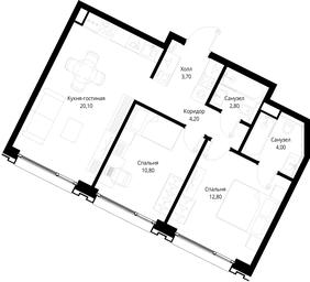 2-BD Apartment Sale, 58.4 sq. m. at Multikvartal CITYZEN, Vishnyovaya Street, Moscow, Russia #2