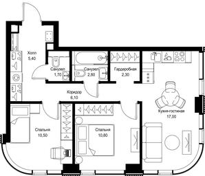 2-BD Apartment Sale, 56.6 sq. m. at Multikvartal CITYZEN, Vishnyovaya Street, Moscow, Russia #3 2-BD Apartment Sale, 56.6 sq. m. at Multikvartal CITYZEN, Vishnyovaya Street, Moscow, Russia #3