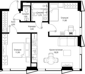 2-BD Apartment Sale, 55.2平方米 at Multikvartal CITYZEN, Vishnyovaya Street, Moscow, Russia #2 2-BD Apartment Sale, 55.2平方米 at Multikvartal CITYZEN, Vishnyovaya Street, Moscow, Russia #2