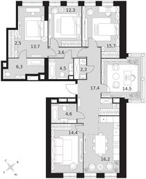 6-BD Apartment Sale, 128平方米 at Arkhitektor, Akademika Volgina Street, 2Д, Moscow, Russia #3 6-BD Apartment Sale, 128平方米 at Arkhitektor, Akademika Volgina Street, 2Д, Moscow, Russia #3