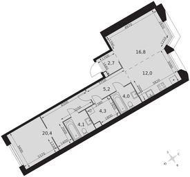 2-BD Apartment Sale, 69.5平方米 at Arkhitektor, Akademika Volgina Street, 2Д, Moscow, Russia #4