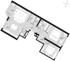 3-BD Apartment Sale, 90.3 sq. m. at Arkhitektor, Akademika Volgina Street, 2Д, Moscow, Russia #3 3-BD Apartment Sale, 90.3 sq. m. at Arkhitektor, Akademika Volgina Street, 2Д, Moscow, Russia #3