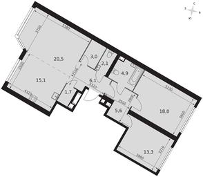 3-BD Apartment Sale, 90.3 sq. m. at Arkhitektor, Akademika Volgina Street, 2Д, Moscow, Russia #4