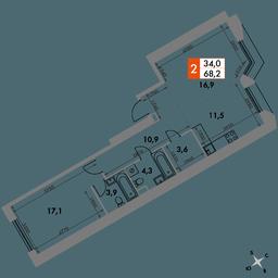 2-BD Apartment Sale, 68.2平方米 at Arkhitektor, Akademika Volgina Street, 2Д, Moscow, Russia #4