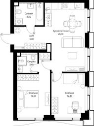 2-BD Apartment Sale, 62.8 sq. m. at Multikvartal CITYZEN, Vishnyovaya Street, Moscow, Russia #4