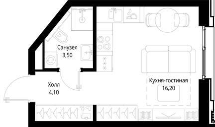Apartment Sale, 23.8平方米 at Multikvartal CITYZEN, Vishnyovaya Street, Moscow, Russia #3