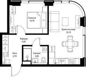 1-BD Apartment Sale, 42平方米 at Multikvartal CITYZEN, Vishnyovaya Street, Moscow, Russia #4
