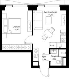 1-BD Apartment Sale, 34.6平方米 at Multikvartal CITYZEN, Vishnyovaya Street, Moscow, Russia #4