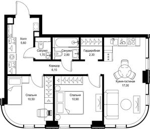2-BD Apartment Sale, 56.9平方米 at Multikvartal CITYZEN, Vishnyovaya Street, Moscow, Russia #2 2-BD Apartment Sale, 56.9平方米 at Multikvartal CITYZEN, Vishnyovaya Street, Moscow, Russia #2