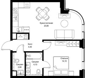 1-BD Apartment Sale, 49.2 sq. m. at Multikvartal CITYZEN, Vishnyovaya Street, Moscow, Russia #3