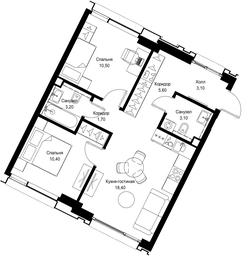 2-BD Apartment Sale, 56平方米 at Multikvartal CITYZEN, Vishnyovaya Street, Moscow, Russia #3