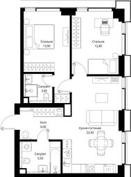 2-BD Apartment Sale, 64 sq. m. at Multikvartal CITYZEN, Vishnyovaya Street, Moscow, Russia #4