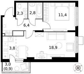 2-BD Apartment Sale, 46.5平方米 at Pervy Donskoj, zhiloy mikrorayon Sapronovo, derevnya Sapronovo, Leninskiy City District, Moscow Region, Russia #3 2-BD Apartment Sale, 46.5平方米 at Pervy Donskoj, zhiloy mikrorayon Sapronovo, derevnya Sapronovo, Leninskiy City District, Moscow Region, Russia #3