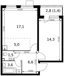 Продажа 2-комн. квартиры, 49,5 м² в ЖК «Первый Донской», жилой микрорайон Сапроново, деревня Сапроново, Ленинский городской округ, Московская область, Россия #4