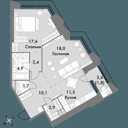 2-BD Apartment Sale, 70.9平方米 at Arkhitektor, Akademika Volgina Street, 2Д, Moscow, Russia #3 2-BD Apartment Sale, 70.9平方米 at Arkhitektor, Akademika Volgina Street, 2Д, Moscow, Russia #3