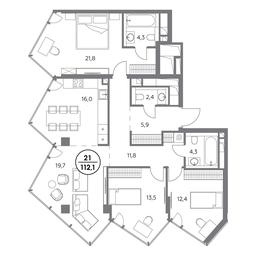4-BD Apartment Sale, 112.1 sq. m. at Monblan, Shlyuzovaya Embankment, 2/1с1, Moscow, Russia #3 4-BD Apartment Sale, 112.1 sq. m. at Monblan, Shlyuzovaya Embankment, 2/1с1, Moscow, Russia #3