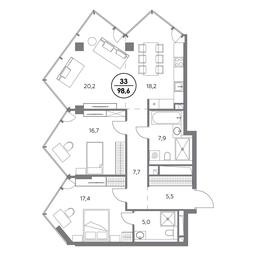 3-BD Apartment Sale, 98.6平方米 at Monblan, Shlyuzovaya Embankment, 2/1с1, Moscow, Russia #3 3-BD Apartment Sale, 98.6平方米 at Monblan, Shlyuzovaya Embankment, 2/1с1, Moscow, Russia #3